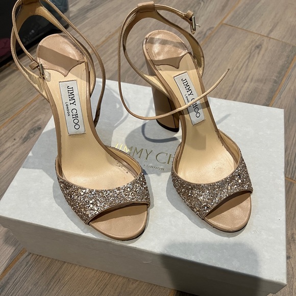 Jimmy Choo Glitter Nude Sandal size 38.5 - Picture 8 of 11